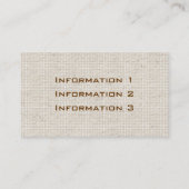 Cartes de visite de toile vintages de tissu (Dos)