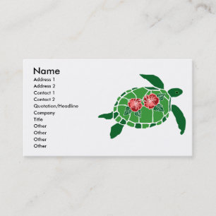 Cartes de visite de tortue de mer de fleur de