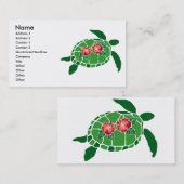 Cartes de visite de tortue de mer de fleur de (Devant / Derrière)