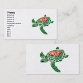 Cartes de visite de tortue de mer de fleur de (Devant / Derrière)