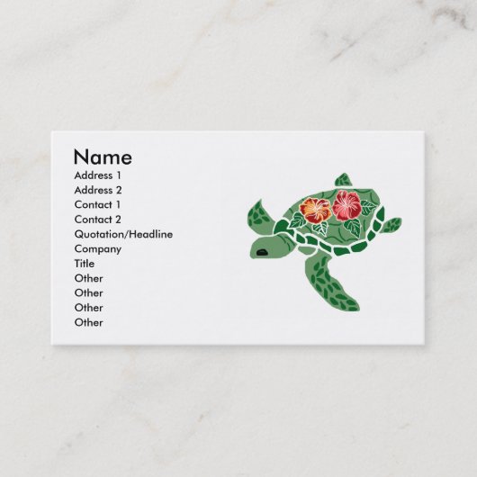 Cartes de visite de tortue de mer de fleur de (Devant)