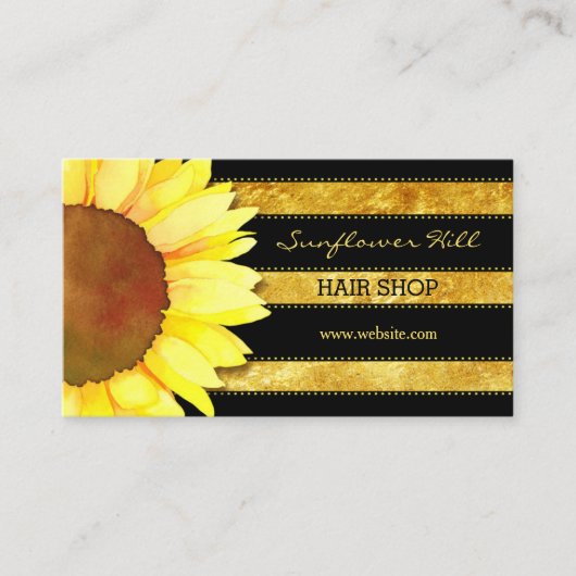 Cartes de visite de tournesol de l'or moderne (Devant)