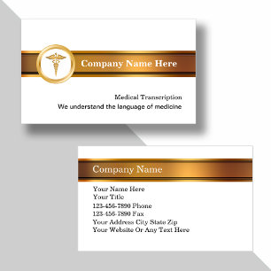 Cartes de visite de transcription médicale