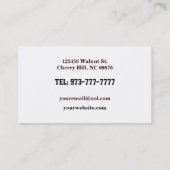 Cartes de visite de transport (Dos)