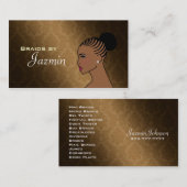 Cartes de visite de tresses (Devant / Derrière)