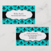 Cartes de visite de turquoise/Teal Fleur de Lis (Devant / Derrière)