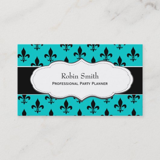 Cartes de visite de turquoise/Teal Fleur de Lis (Devant)