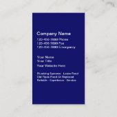 Cartes de visite de tuyauterie (Dos)