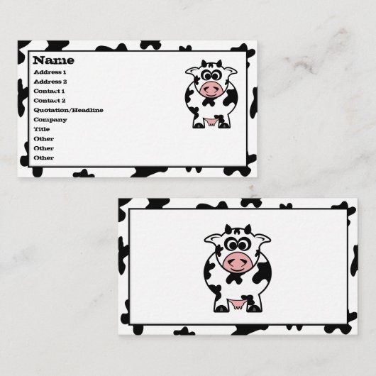 Cartes de visite de vache (Devant / Derrière)