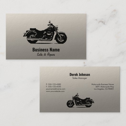 Cartes de visite de vente et de service de moto (Devant / Derrière)