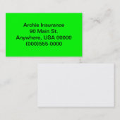 Cartes de visite de vert de chaux (Devant / Derrière)