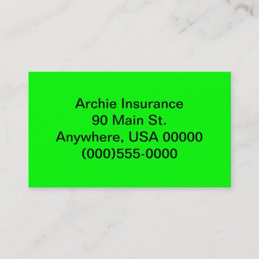 Cartes de visite de vert de chaux (Devant)