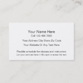 Cartes de visite de yoga (Dos)