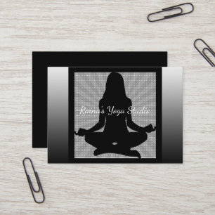 Cartes de visite de yoga de méditation noir et bla