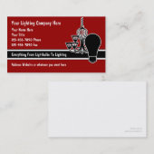 Cartes de visite d'éclairage (Devant / Derrière)