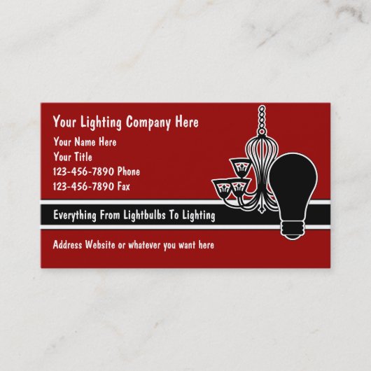 Cartes de visite d'éclairage (Devant)