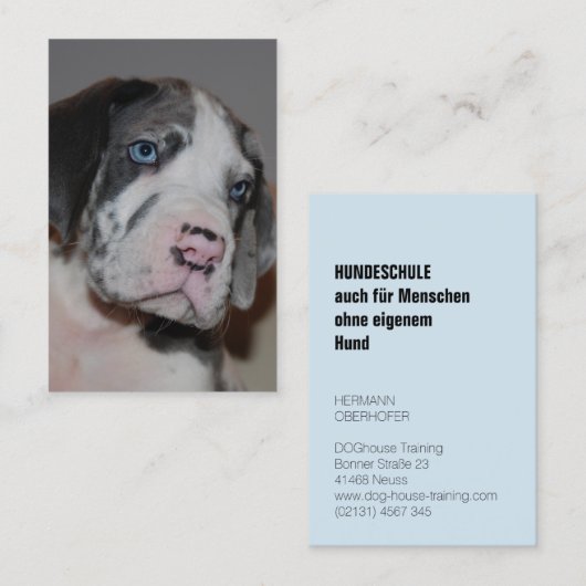 Cartes de visite d'école canine (Devant / Derrière)