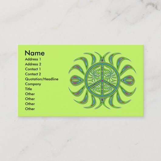 CARTES DE VISITE DÉCORATIFS DE SIGNE DE PAIX (Devant)