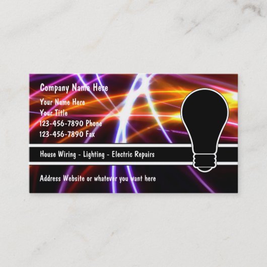 Cartes de visite d'électricien (Devant)