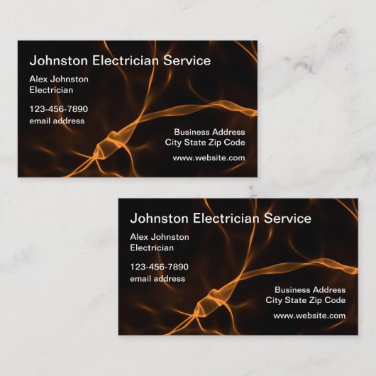 Cartes de visite d'électricien double face (Devant / Derrière)