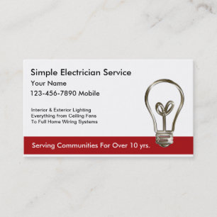 Cartes de visite d'électricien simple
