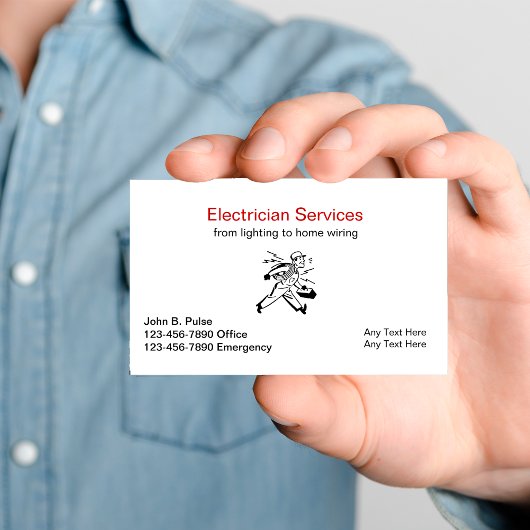 Cartes de visite d'électricien simple