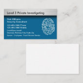 Cartes de visite d'enquêteurs de sécurité privée (Devant / Derrière)