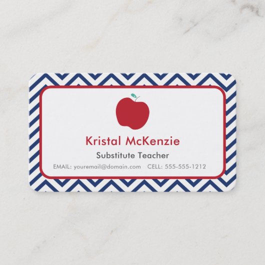 Cartes de visite d'enseignants de Red Apple et Nav (Devant)