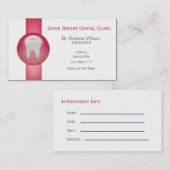 Cartes de visite dentaire rose avec carte de rende (Devant / Derrière)