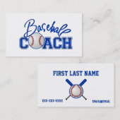 Cartes de visite d'entraîneur de base-ball (Devant / Derrière)