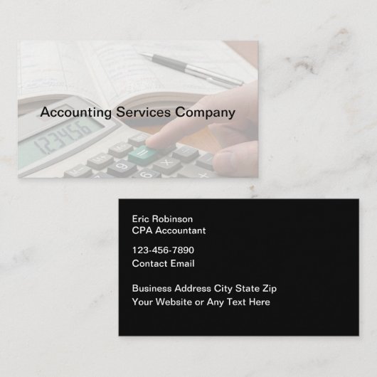 Cartes de visite d'entreprise pour comptable CPA m (Devant / Derrière)