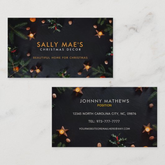 Cartes de visite des décorations de Noël (Devant / Derrière)