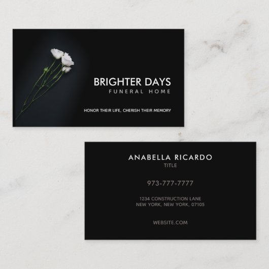 Cartes de visite des funérailles (Devant / Derrière)