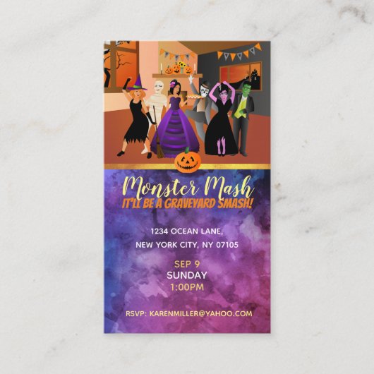 Cartes de visite des invitations Halloween (Devant)