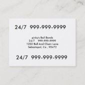 Cartes de visite des obligations de cautionnement (Dos)