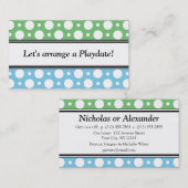 Cartes de visite des Pois Bleus Vert de Playdate (Devant / Derrière)