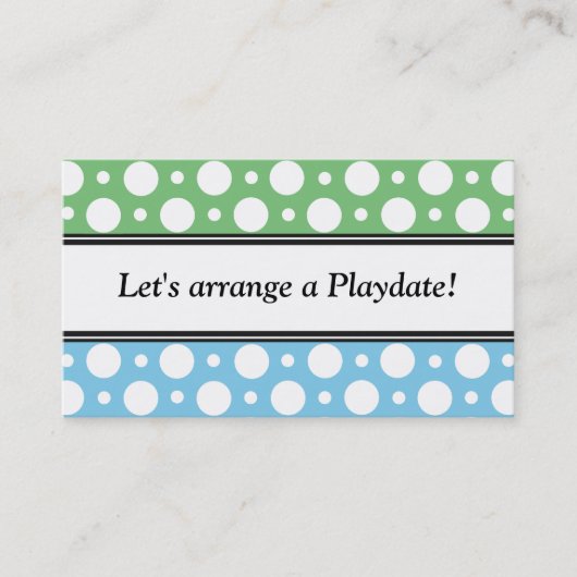 Cartes de visite des Pois Bleus Vert de Playdate (Devant)