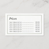 Cartes de visite des prix de podiatre de pédicure (Dos)