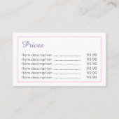 Cartes de visite des prix de Reflexologist (Dos)