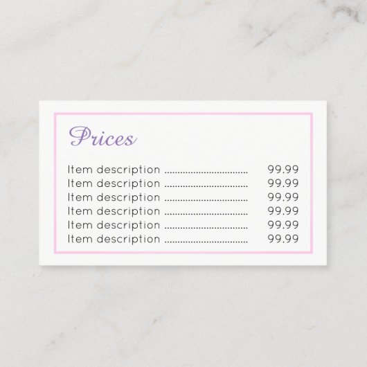 Cartes de visite des prix de Reflexologist (Dos)