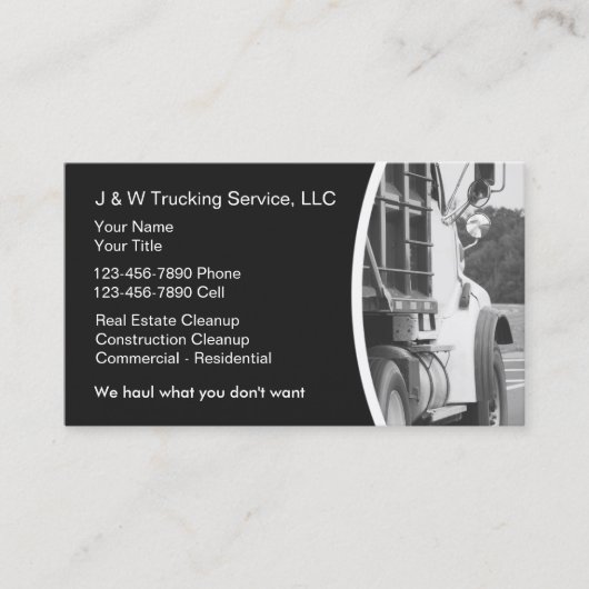 Cartes de visite des services de dumping de transp (Devant)