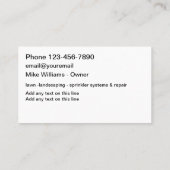 Cartes de visite Des Services De Paysage Et D'Irri (Dos)