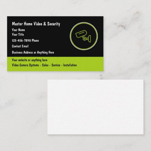 Cartes de visite des services de sécurité de camér (Devant / Derrière)