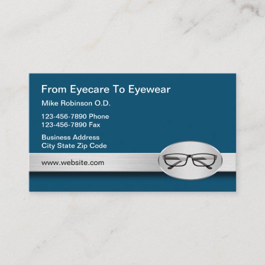 Cartes de visite des soins de la vue chez le médec (Devant)