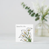 Cartes de visite design tendance avec lys calla (Debout devant)