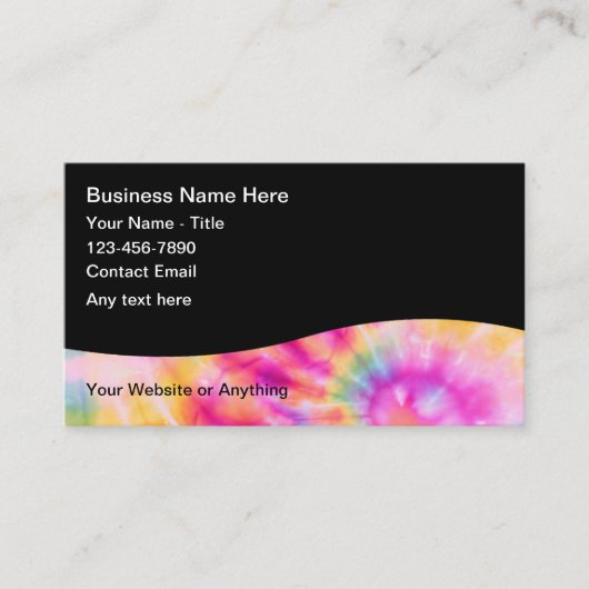 Cartes de visite design thème Tie Dye Rétro (Devant)