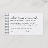 Cartes de visite d'Esthetician (Dos)