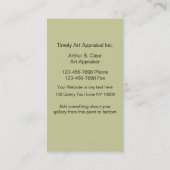 Cartes de visite d'évaluation d'art (Dos)