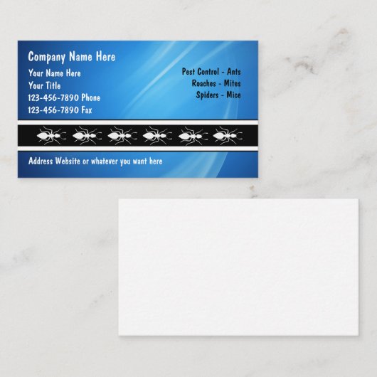 Cartes de visite d'exterminateur (Devant / Derrière)