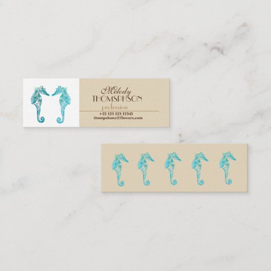 Cartes de visite d'hippocampes (Devant / Derrière)